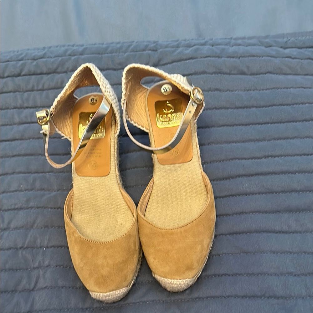 Kanna Tan Espadrille Shoes with Ankle Strap
